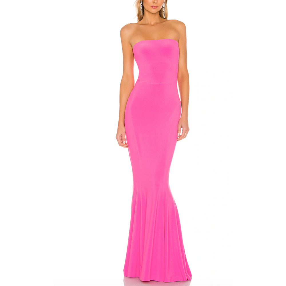 Norma Kamali Pink Strapless Maxi Dress